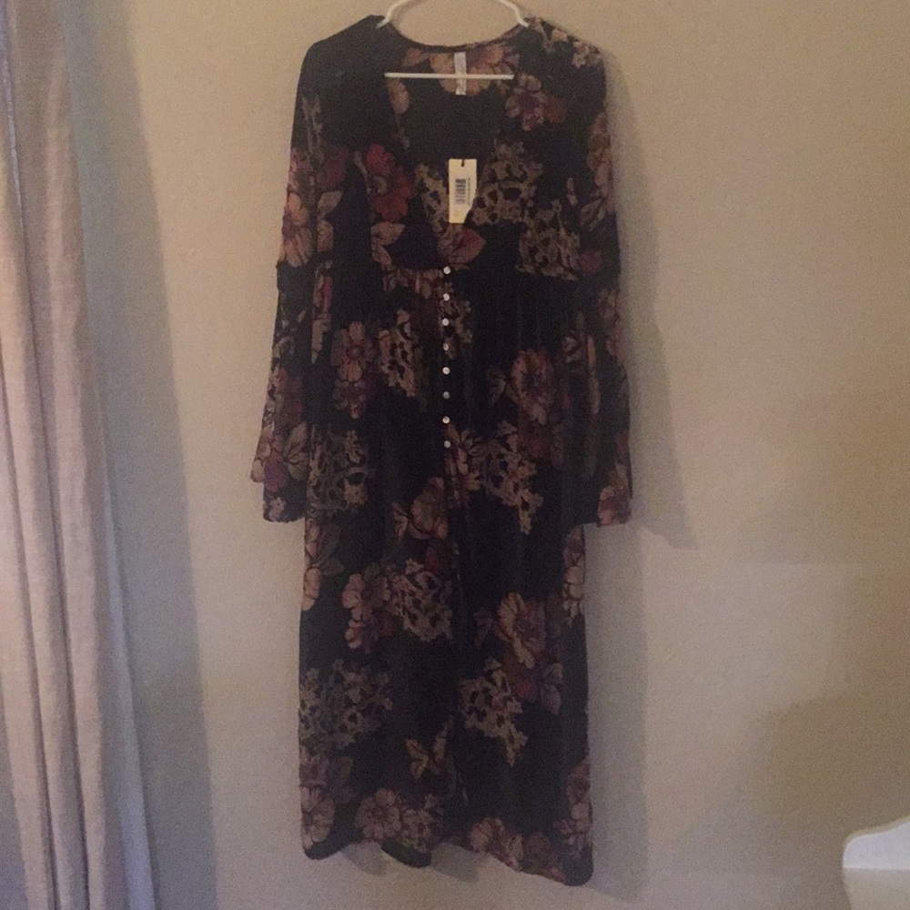 Velvet burnt out ankle length duster